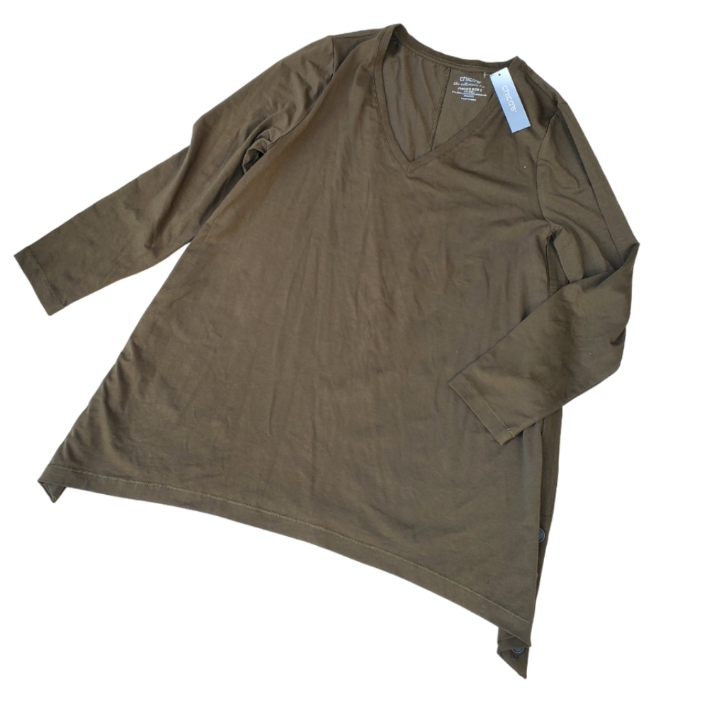 NWT CHICO'S Pima rib trim tunic top